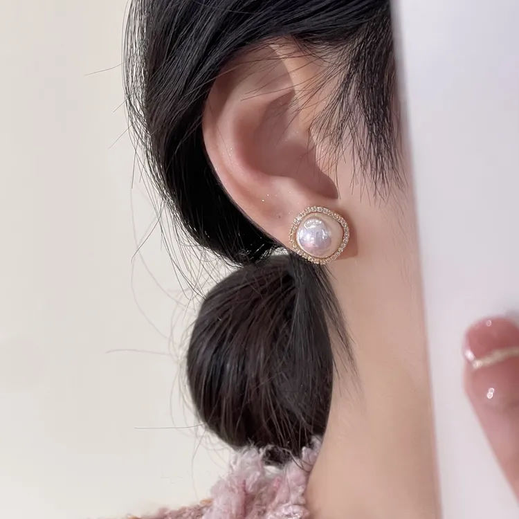 韩芸汐 A-98 简约大气珠珠耳环个性气质简约小香风耳钉