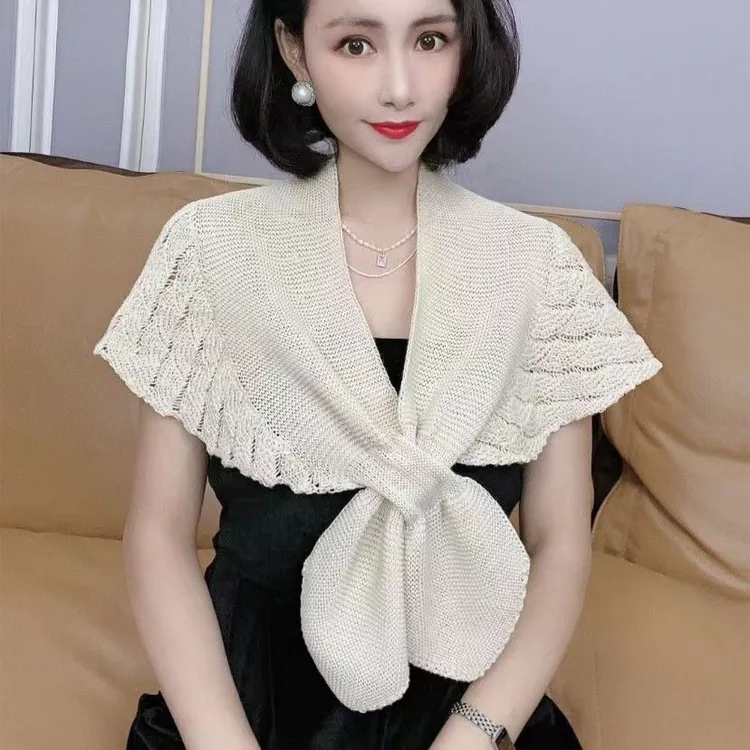 披肩外搭网红洋气春夏薄款针织百搭保暖防晒搭旗袍裙子纯色坎肩女