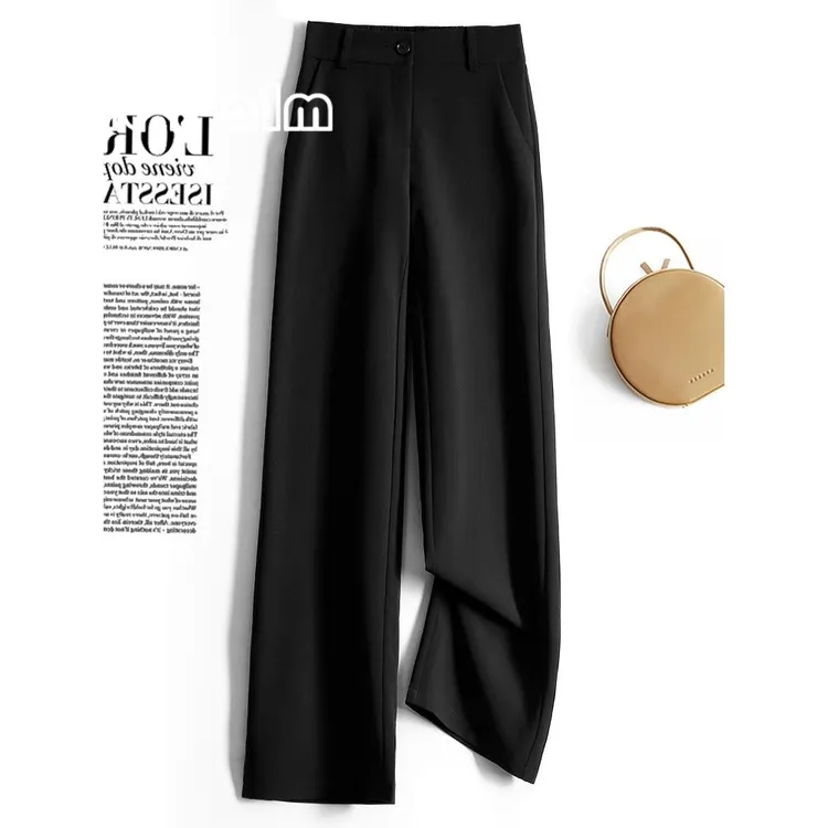 GiftPalm西装裤女生夏季2024新款垂感薄款显瘦高腰黑色窄版阔腿裤