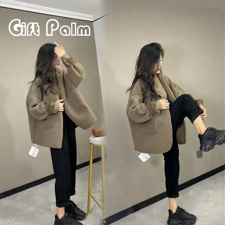 GiftPalm韩系小香风外套女秋季2024新款高级感小众宽松皮毛大衣