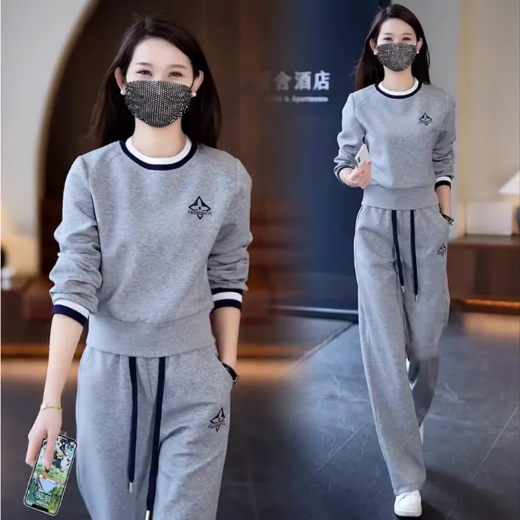 后包领 整件套烫抖音质量 华棉纯棉复合牛奶丝】卫衣女两件套