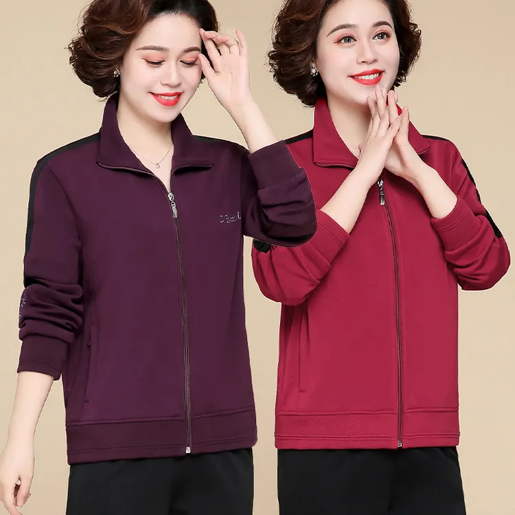 年轻女士妈妈装春秋2025运动外套女新款宽松休闲卫衣中年开春外衣