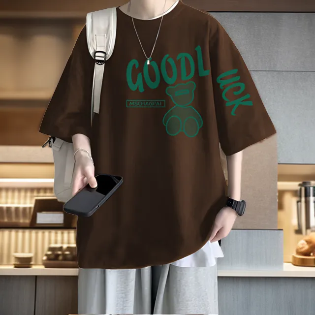 纯棉重磅大码宽松胖子2-300斤T恤衫短袖夏季男士半袖印花上衣服