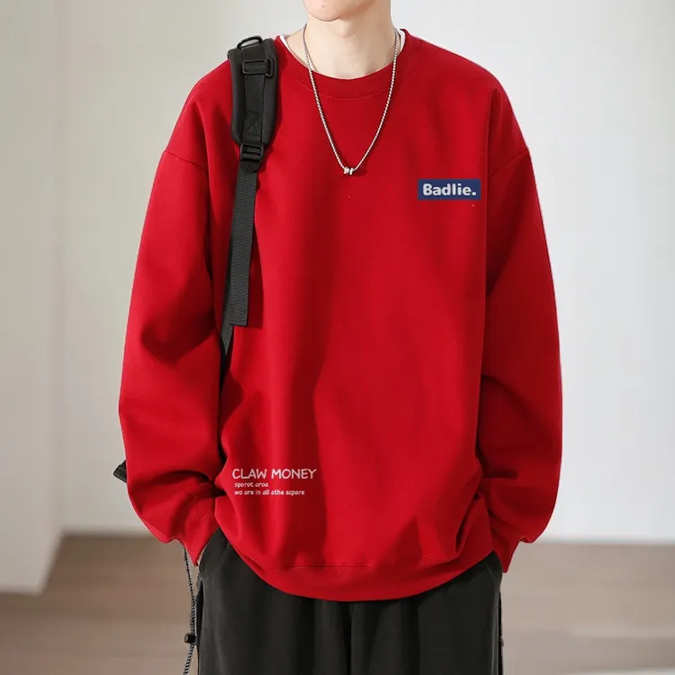 美式男重磅340g宽松2-300斤秋季ins高街潮牌加绒加厚外套大码卫衣