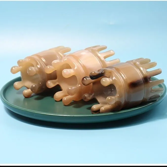 牛角梳牛角头疗梳黄冠头疗梳双面头疗梳疏通肩颈多功能两用便携式