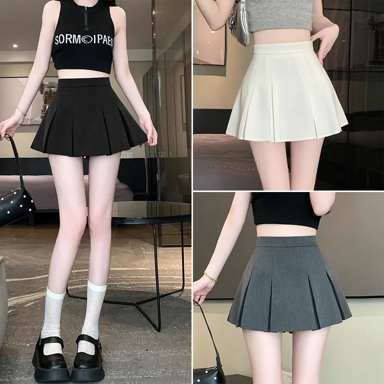 2522灰色百褶裙半身裙夏季2025新款小个子高腰显瘦防走光辣妹短裙