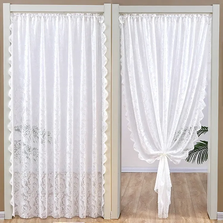 【单片款】法式美式蕾丝纱透光加工碎花卧室窗帘门帘飘窗送伸缩杆