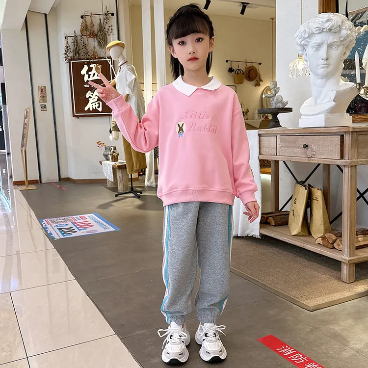 女童春季套装2025新款洋气儿童装网红时髦卫衣女孩运动两件套