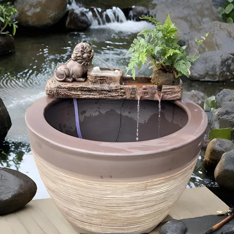 树脂流水器循环过滤增氧生态缸鱼缸池装饰摆件客厅阳台庭院造景观