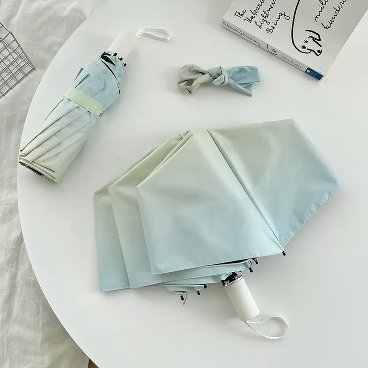 全自动雨伞女晴雨两用伞渐变ins风太阳伞防晒防紫外线黑胶遮阳伞