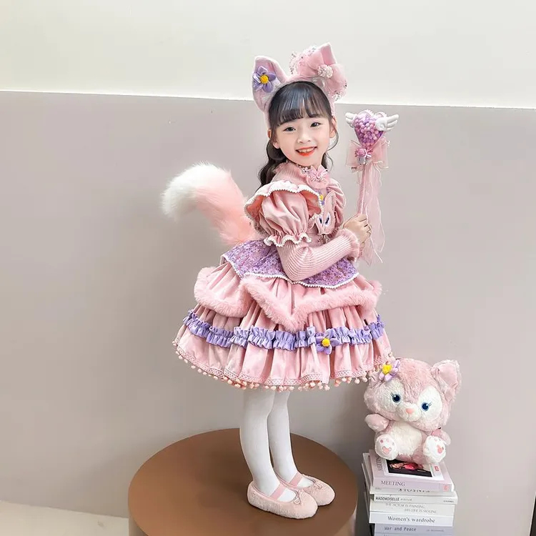 儿童连衣裙网红爆款可爱女宝宝超萌玲娜贝儿公主裙冬季毛衣加厚