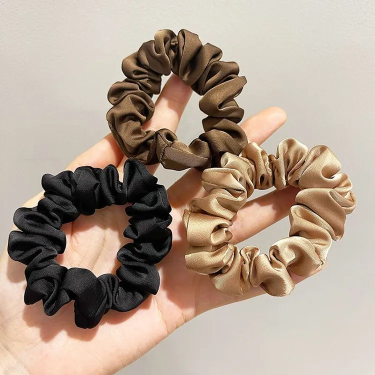 高品质丝滑绸缎大肠发圈气质法式头绳简约高马尾皮筋纯色百搭发绳