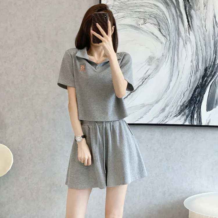 001网红时尚洋气运动套装夏季新时尚小个子休闲短袖短裤两件套女