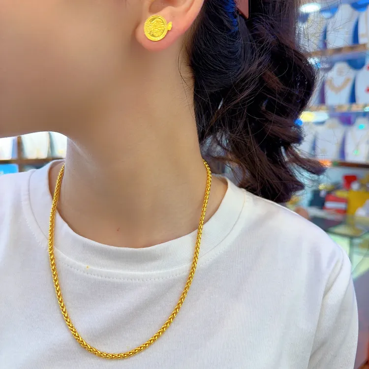 铜合金项链 2001号新款个性项链饰品金色链条金色长