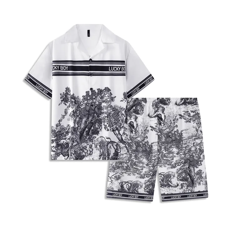 【好福份】夏季男士冰雪丝睡衣短袖可外穿家居服-23142水墨画