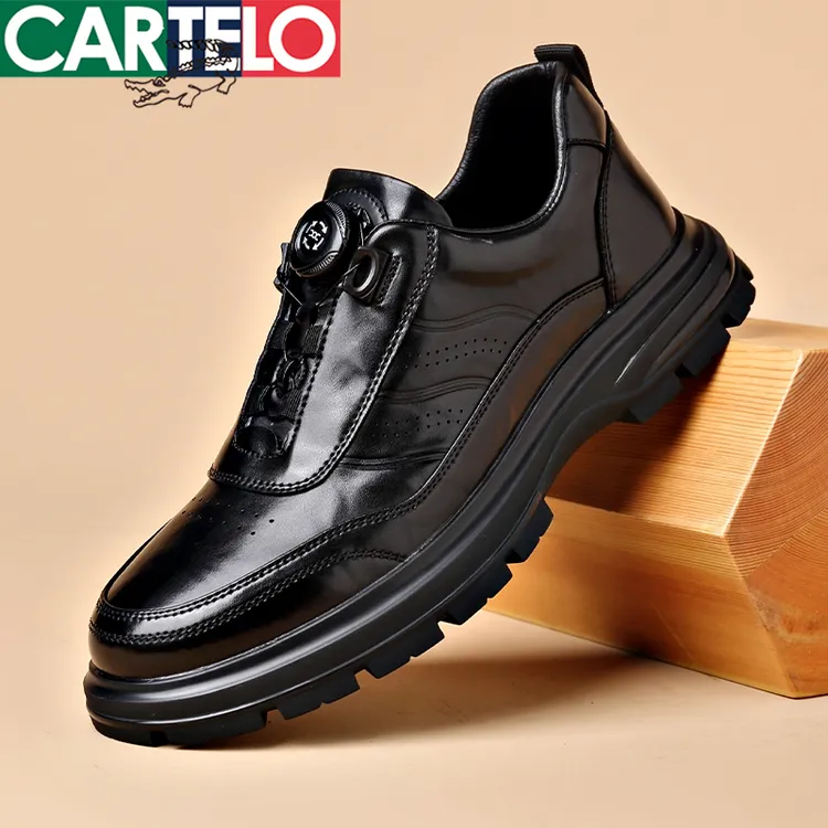 CARTELO/卡帝乐鳄鱼真皮男士鞋子男款透气软底防滑皮鞋夏季2025