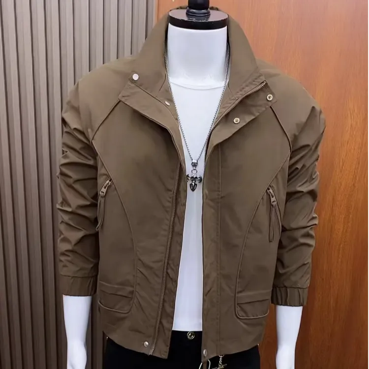 时尚潮流休闲男外套秋季韩版高级轻奢痞帅炸街纯色工装轻熟男夹克