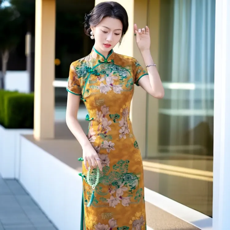 【夜来香】中国风旗袍夏季显瘦气质修身复古透气中式优雅旗袍时尚