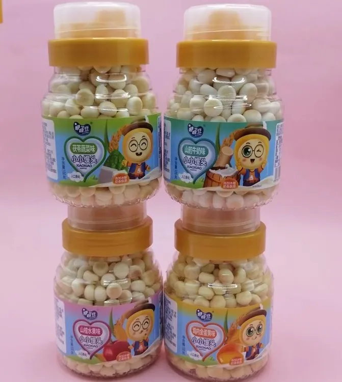 咿呀豆小小馒头宝宝儿童磨牙零食入口即化不上火多种味100克/罐