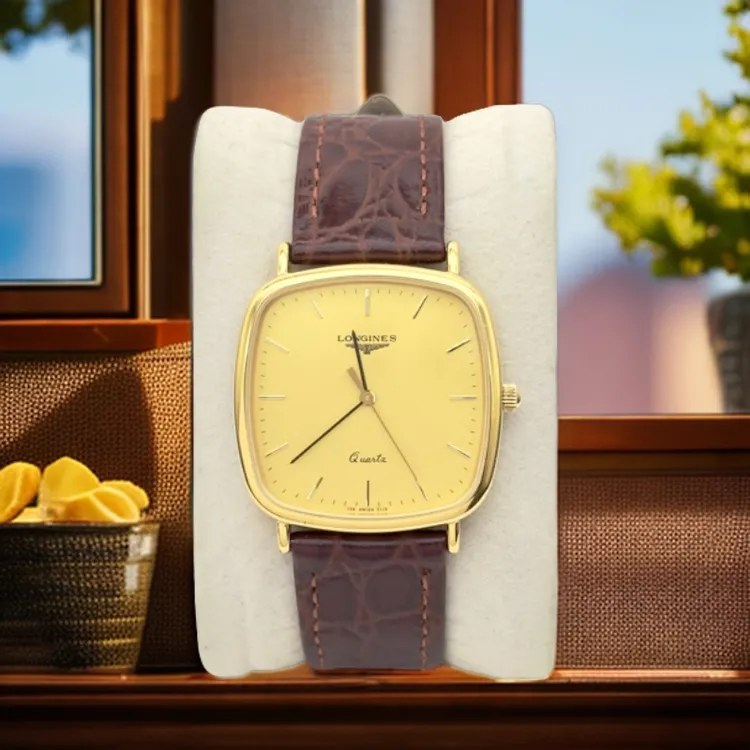 95新 Longines/浪琴 浪琴longines金色简约精致小方表石英中性表