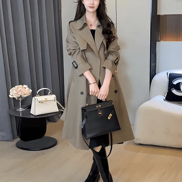 中长款风衣外套上衣女2025秋季新款小个子穿搭英伦风显瘦气质大衣
