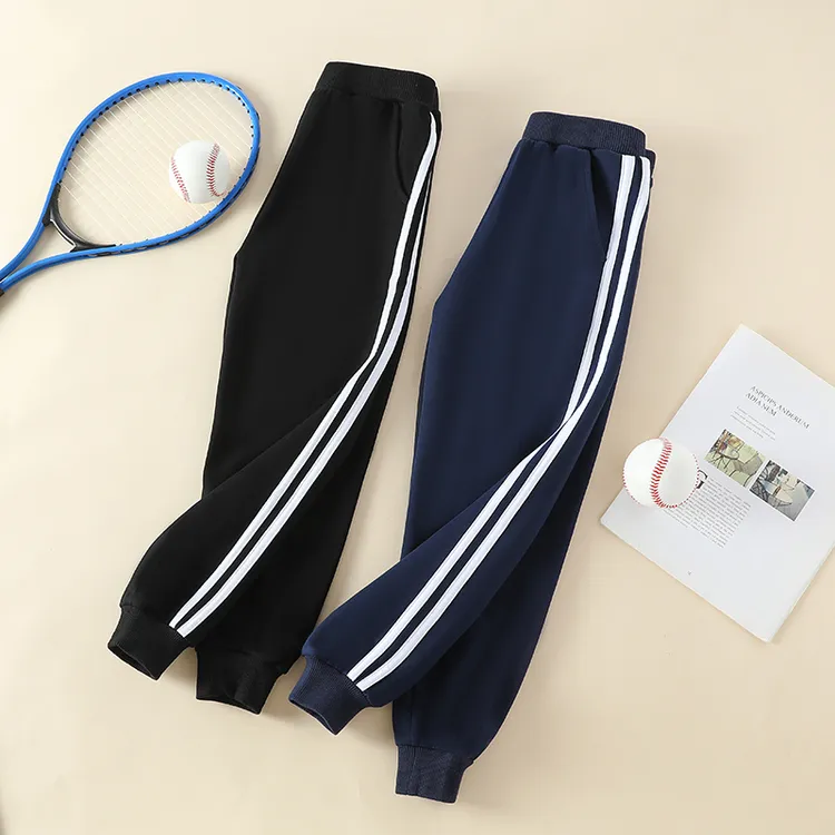 男女童校服裤子小学生秋冬款藏青色保暖一体绒初高中运动休闲卫裤