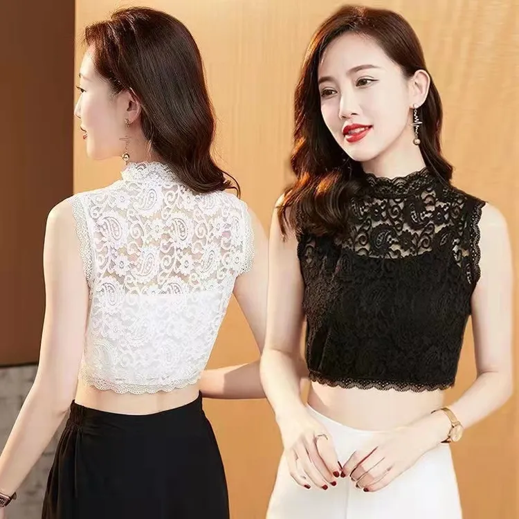 蕾丝假领子女百搭新款短款打底内搭配毛衣V领打底时尚百搭显气质