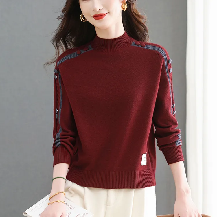 短款流行妈妈上衣别致洋气秋冬打底衫休闲好看百搭毛衣2024年新款