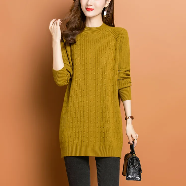 女士针织打底衫秋冬内搭时尚中年妈妈上衣洋气百搭长款毛衣配大衣
