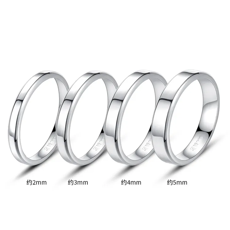 足银戒指 光面素圈999纯银戒指女情侣对戒轻奢男学生小众时尚素款