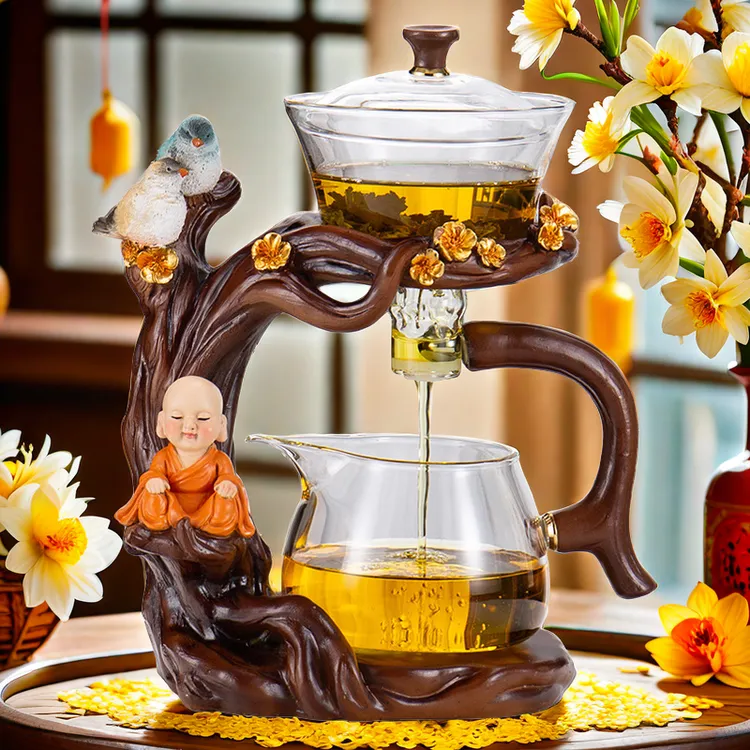 创意懒人茶具套装自动茶具套装轻奢玻璃磁吸泡茶壶上档次整套茶具