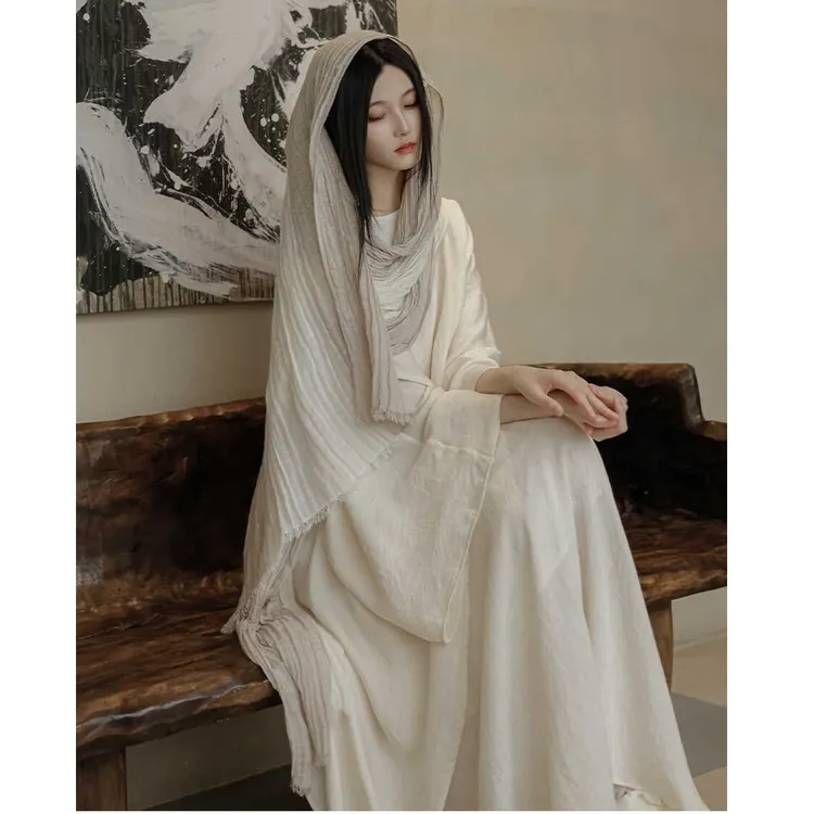 设计感小众宽松禅意舒适随性慵懒飘逸简约长袍文艺复古女装连衣裙