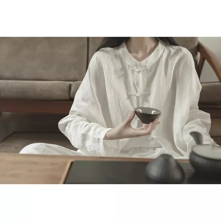 新款禅意清冷感新中式禅修服套装佛系唐装盘扣上衣春夏文艺茶服