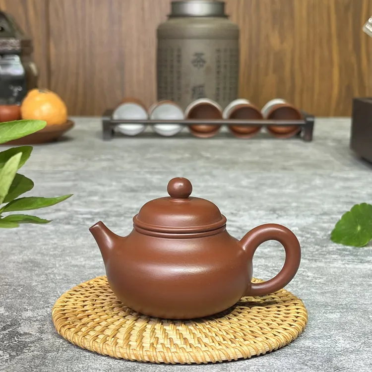 紫砂茶具原矿潮州手拉壶朱泥容天壶100c全手易泡养出水好密封家用