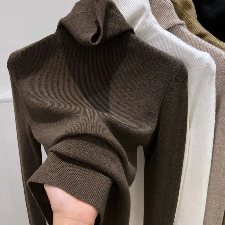 堆堆领打底衫女2025秋冬新款内搭针织衫高领上衣修身套头软糯毛衣