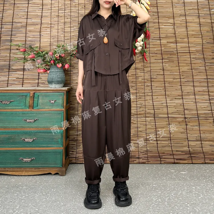 24年夏季新款时尚套装女薄款休闲显瘦气质减龄潮流上衣裤子两件套