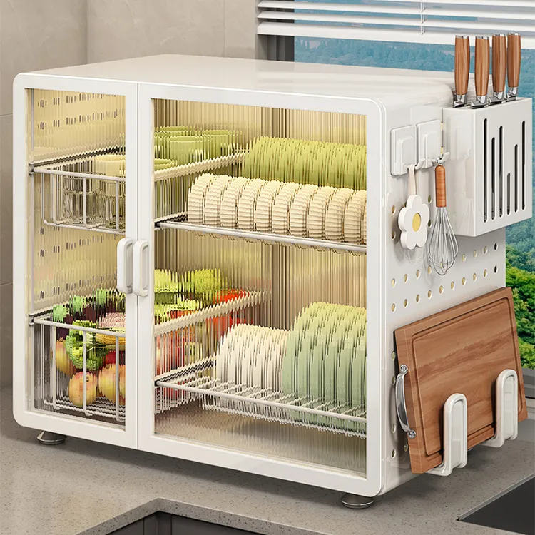 优勤碗柜沥水置物架厨房家用台面多功能放碗筷盘餐具盒碗碟收纳架