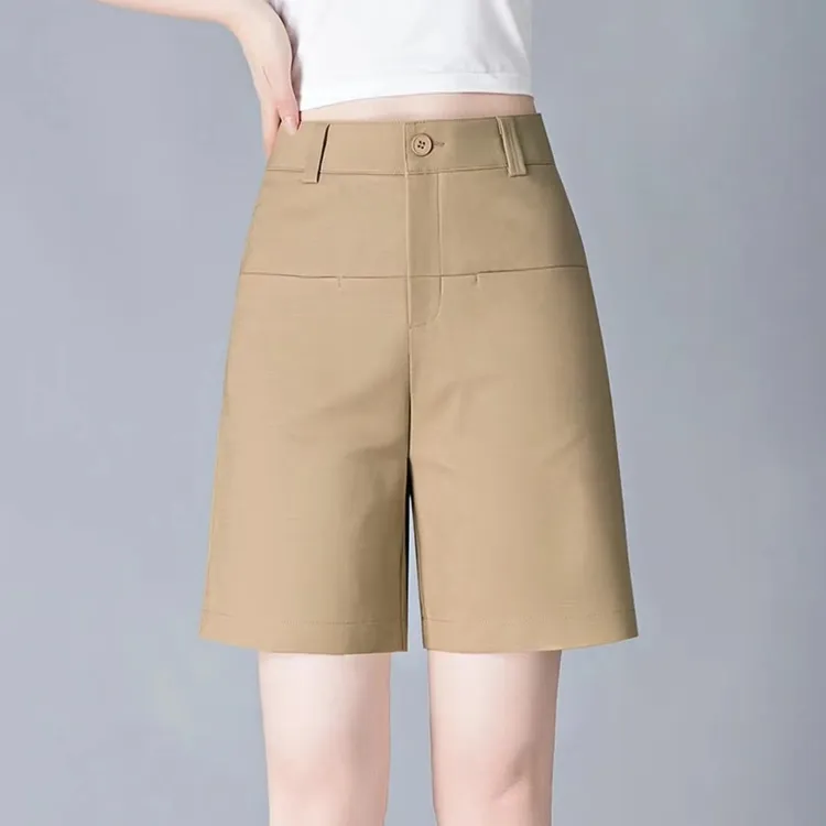 薄款莱赛尔天丝宽松五分裤夏季女士高腰直筒时尚休闲显瘦五分裤