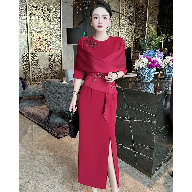 高档喜婆婆婚礼服装结婚宴会喜婆婆婚宴服轻奢高贵喜婆婆婚礼服装