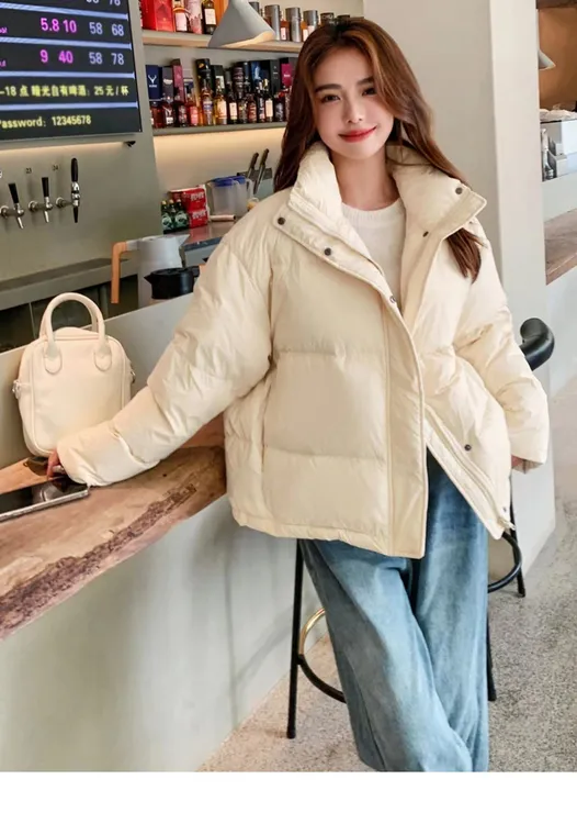 冬季甜美风韩版连帽加厚保暖立领小个子面包服短款时尚休闲百搭