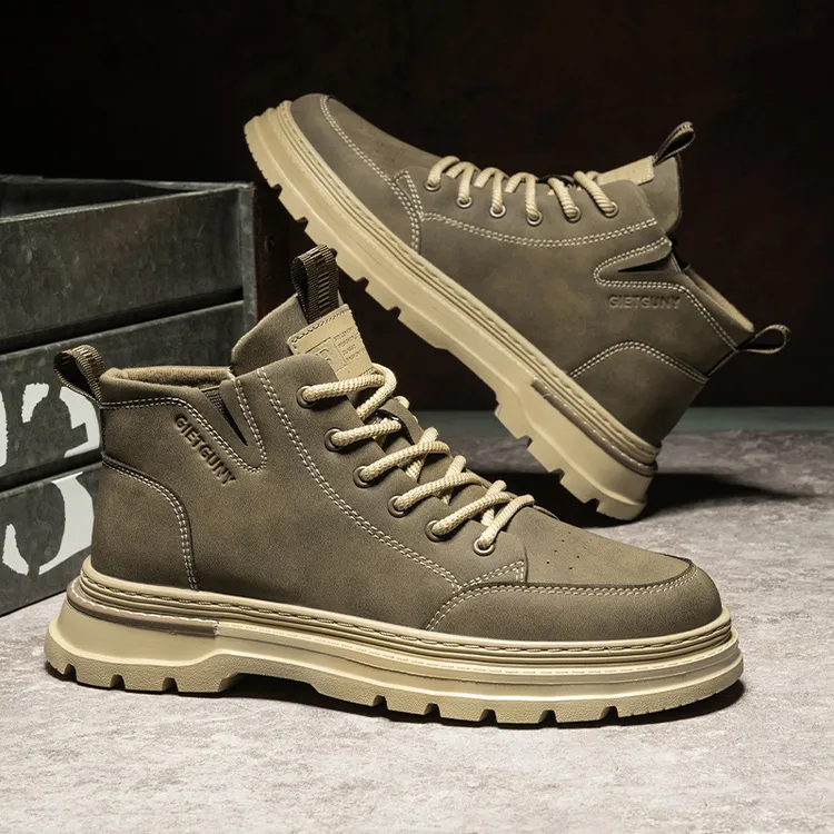 男士马丁靴秋冬高帮工装靴英伦风厚底潮流短靴冬季潮鞋百搭休闲