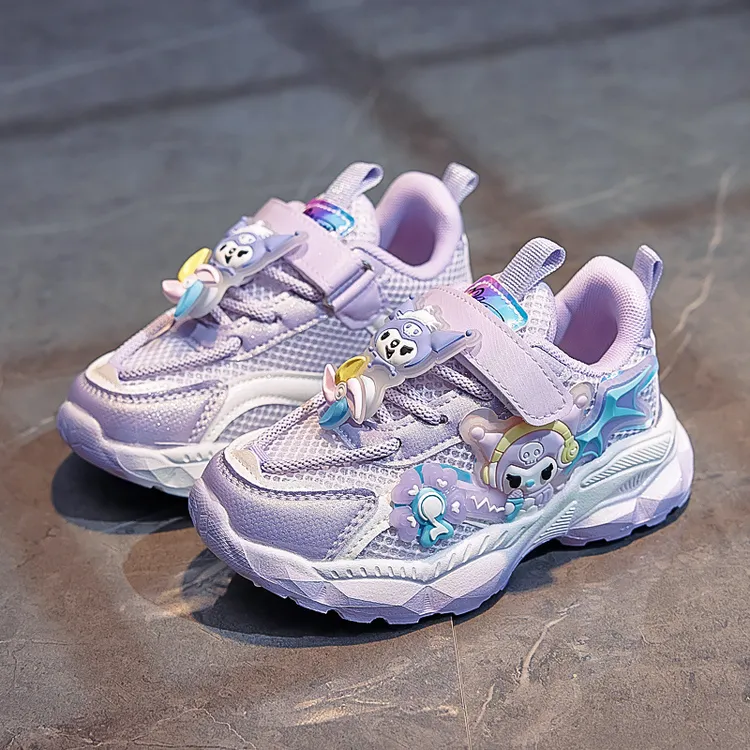 童女童双网运动鞋透气网面跑步鞋中大童休闲老爹鞋