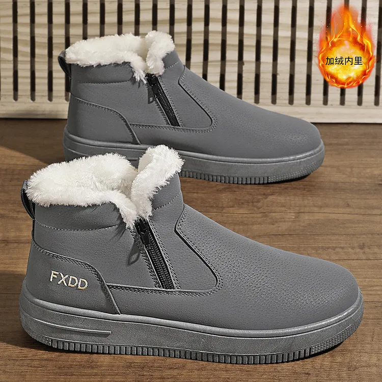 冬季男鞋雪地鞒高帮棉鞋加绒板鞋高帮休闲鞋鞋子爆款