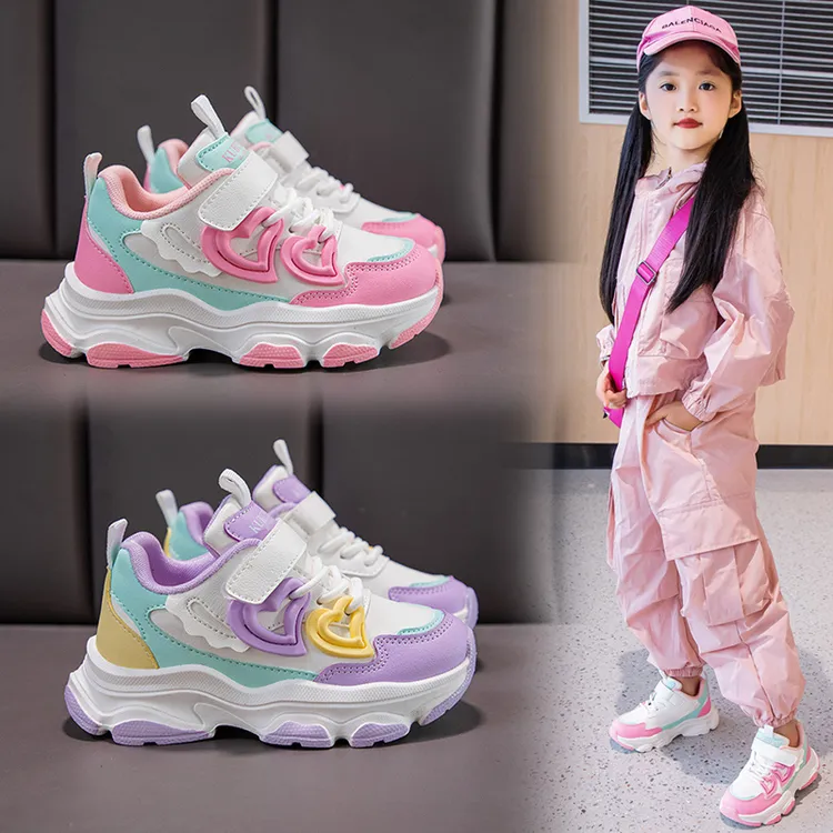 童鞋新款女童皮面运动鞋外