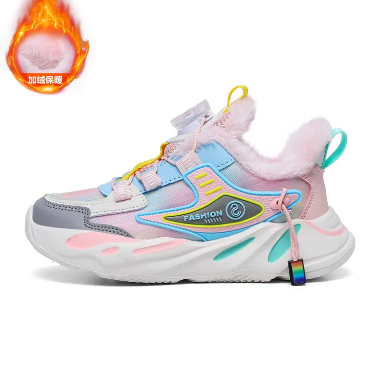 大棉童鞋女童紫色粉色皮面板鞋