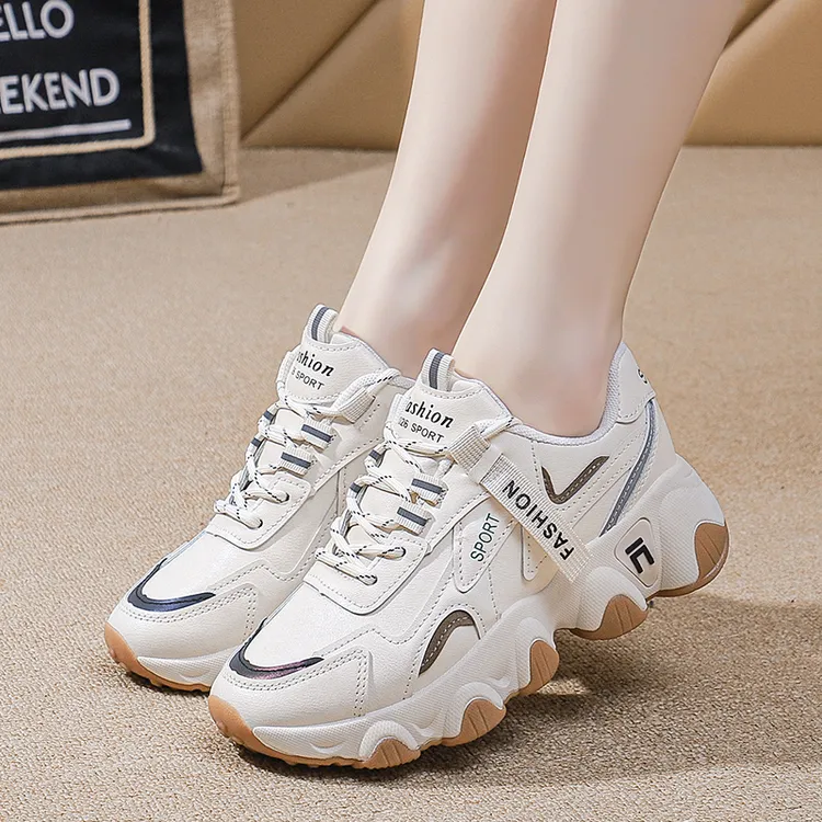 皮面女鞋老爹鞋运动休闲跑步鞋
