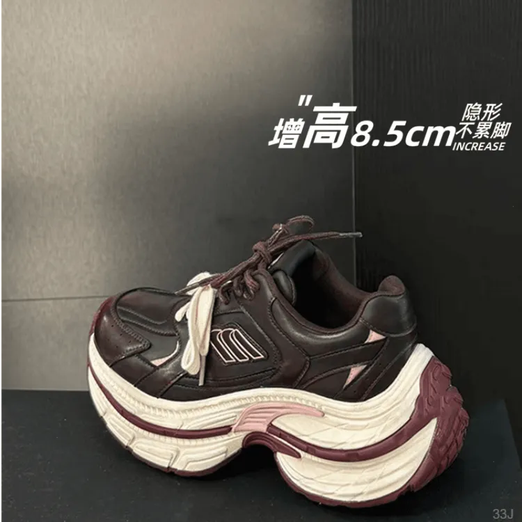 运动鞋子厚底松糕鞋女2024小个子新款休闲韩版老爹鞋年内增高秋季