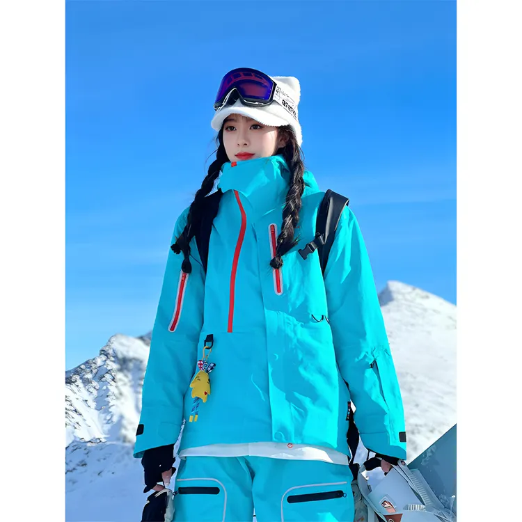 芙沿蓝色滑雪服套装女2025冬季新款户外三合一防水登山冲锋衣外套