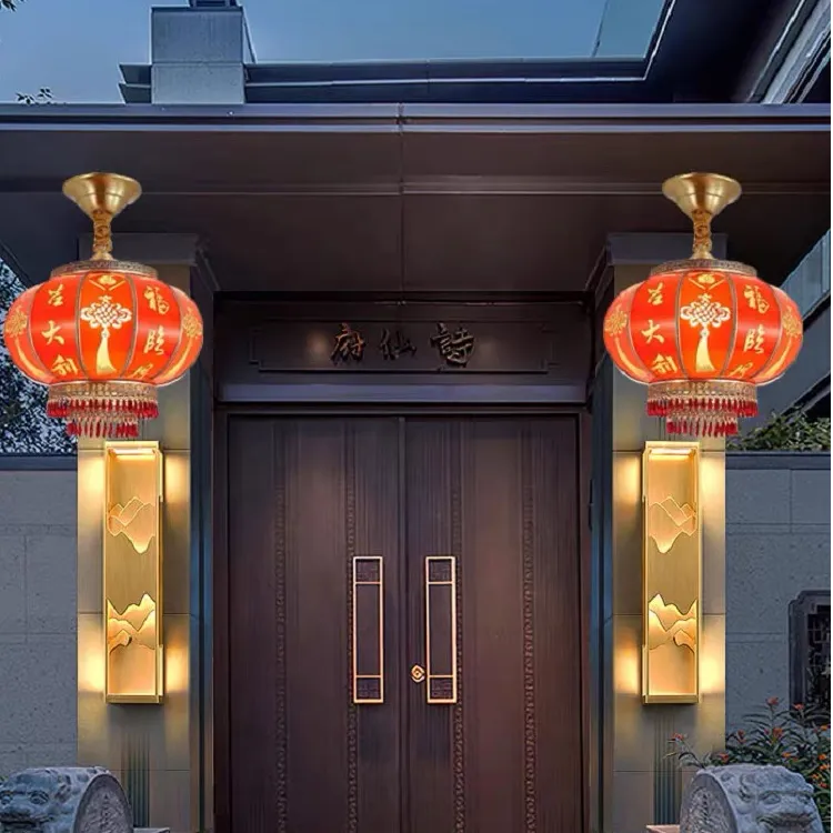 全铜中式防水防晒别墅阳台大门户外春节喜庆乔迁装饰挂饰小红灯笼