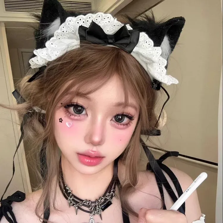 蕾丝蝴蝶结猫耳发箍女发饰cosplay可爱兽耳Lolita猫咪头箍头饰